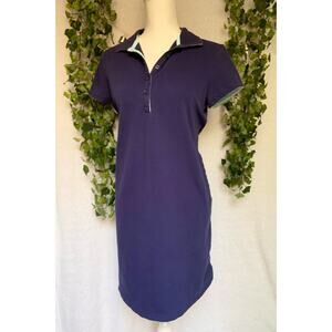 Land's End Navy Above Knee Cotton Collared Dress Women's size 10-12